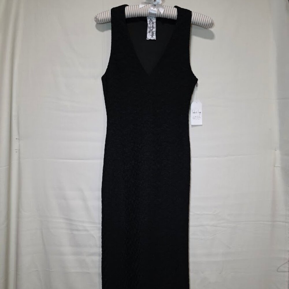 NWT Sadie & Sage Popcorn Maxi Dress w/ Slit Black S